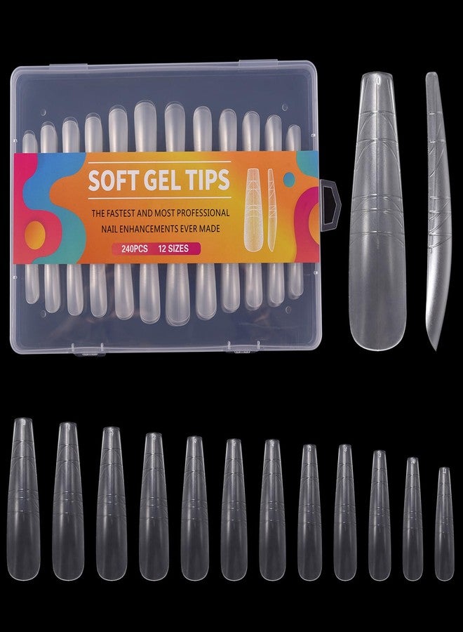 KADS 240Pcs Matte Full Cover Fake Nail Tips - 12 Sizes, Medium Long Trimmable False Nails Square Round Almond Coffin Shape, DIY Press on Nails for Manicure & Nail Art - Image 1